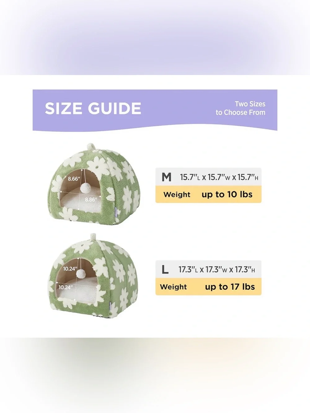Cozy Green Floral Cat Cave Bed with Pom Toy